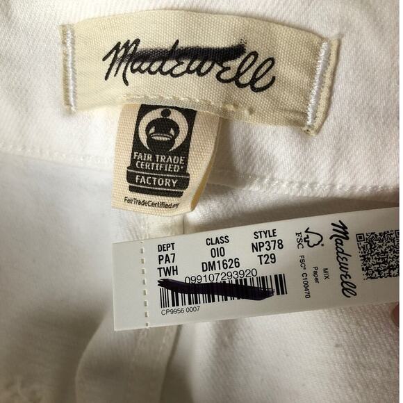 Madewell Tall Emmett Jeans Wide Leg Crop Welt Pocket Edition Tile White NWT 29 - Picture 8 of 10